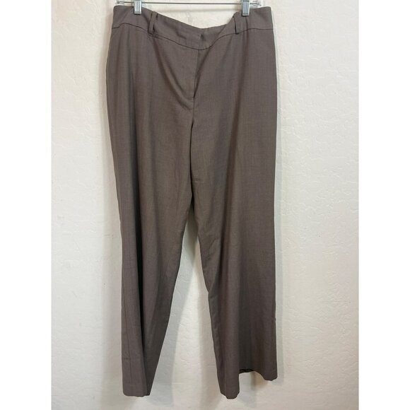 Ann Taylor Signature Fit (Just Below Waist) Sz 12 Taupe Brown Dress Pants Wide L - Picture 2 of 7